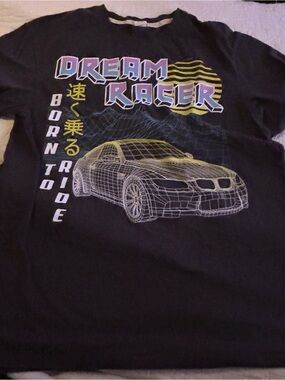 Super soft Dream Racer Graphic Tee - Black with Neon Print